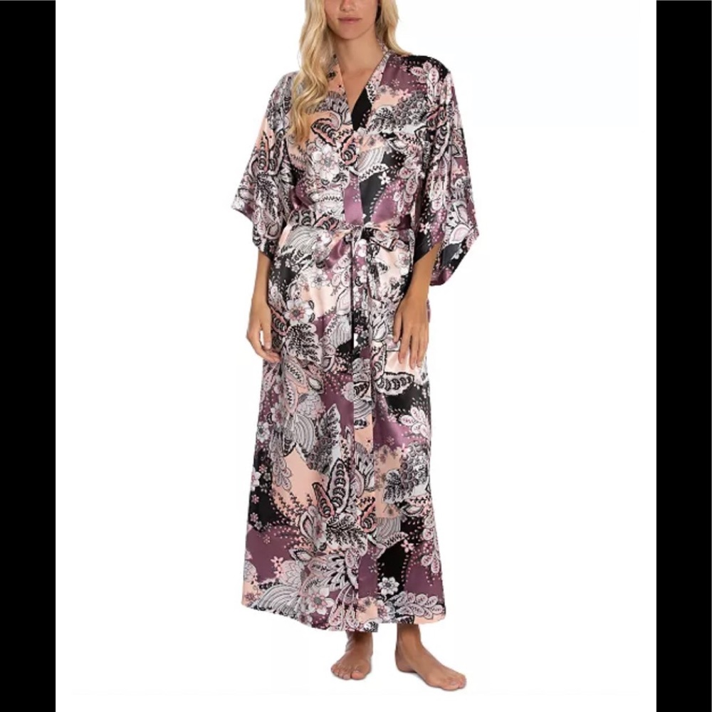 Linea Donatella Max Paisley Charmeuse Satin Robe - Size L/XL - NWT